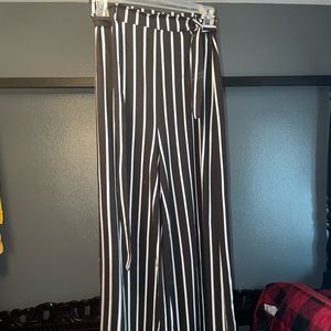 Capella Striped Wide Pants w belt